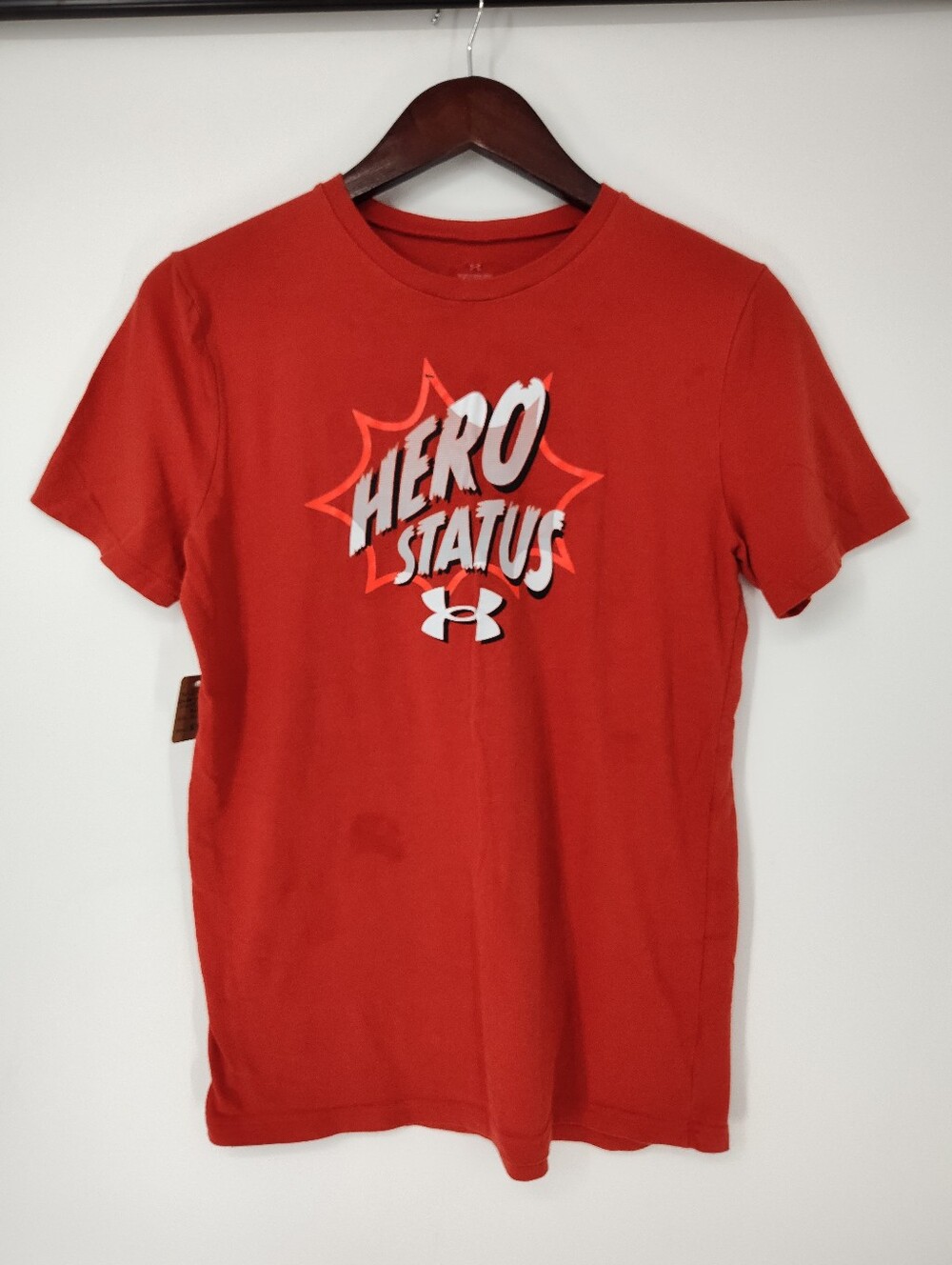 Under Armour Orange 'Hero Status' Graphic Short Sleeve Tee Boys X Large